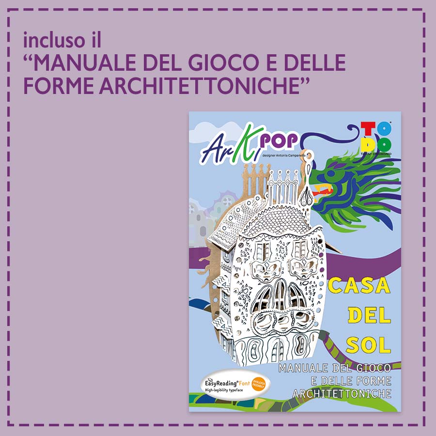 il gioco in cartone Casa del Sol è completo di manuale del gioco e delle forme architettoniche